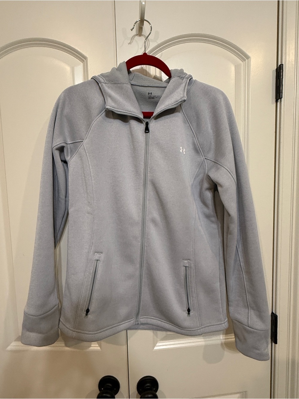 Under Armour Light Gray Hooded Full-Zip Fleece Jacket